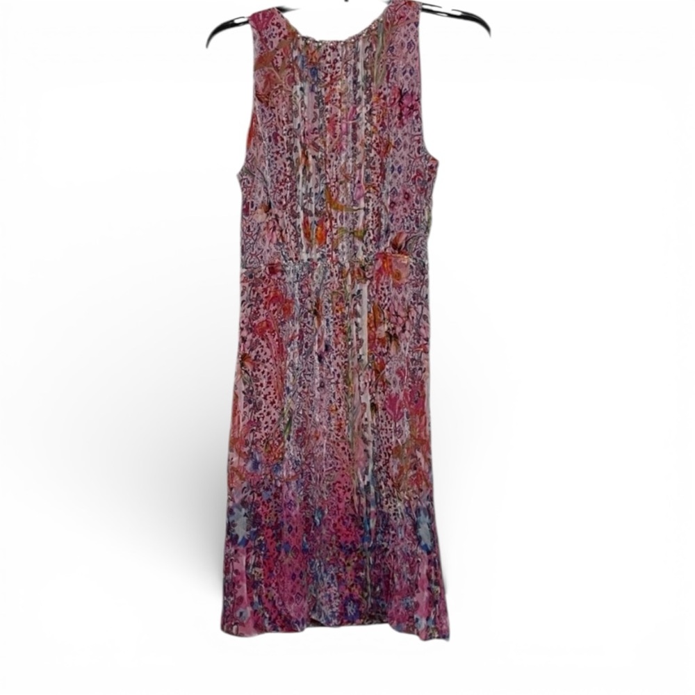 Ellie Tahari Pink floral Dress with pearls‎ at neckline